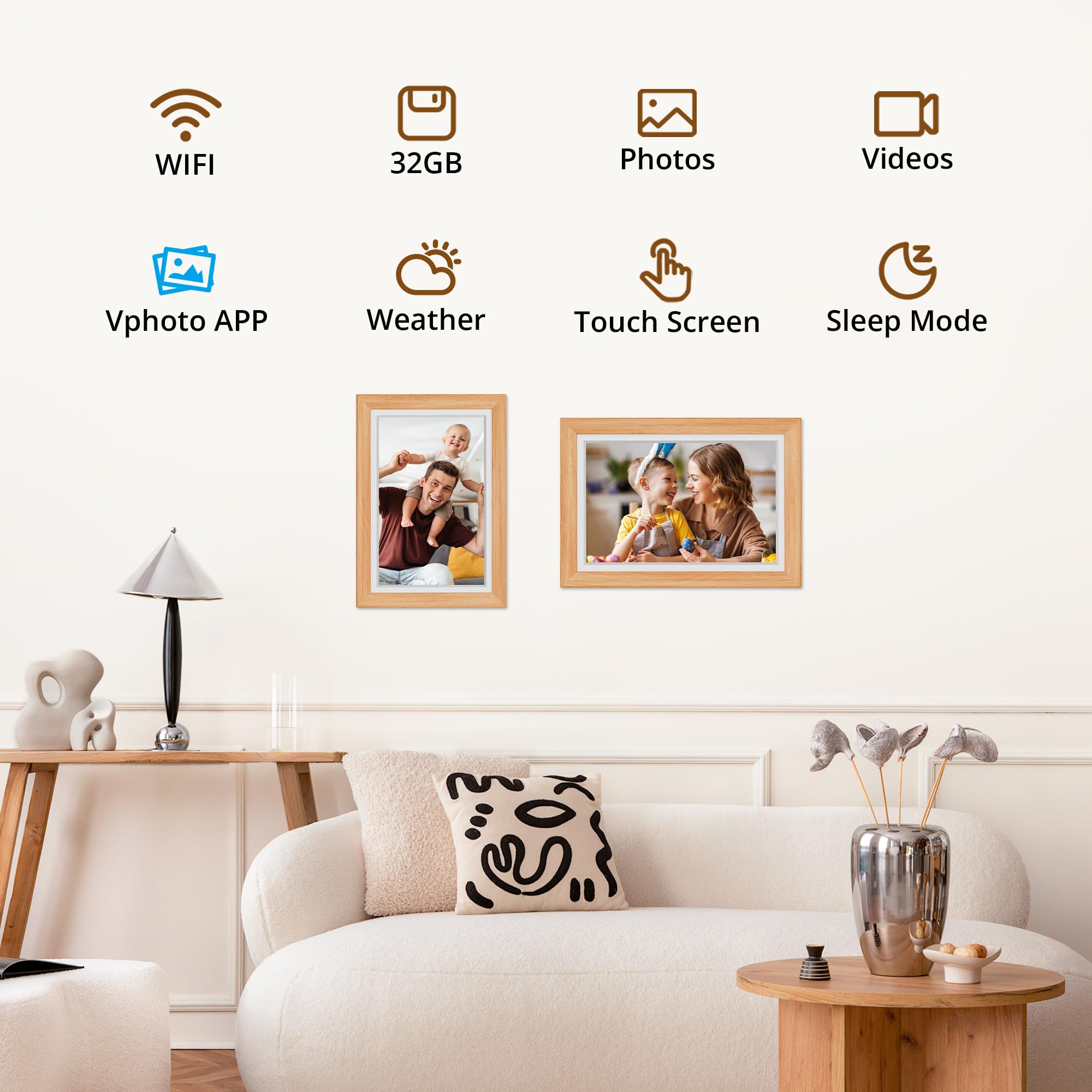 Dragon Touch Cornice digitale WiFi 10 pollici IPS Touch Screen Digital Photo Frame Display, 32 GB di archiviazione, rotazione automatica, condivisione di foto tramite app, e-mail, cloud, classico 10