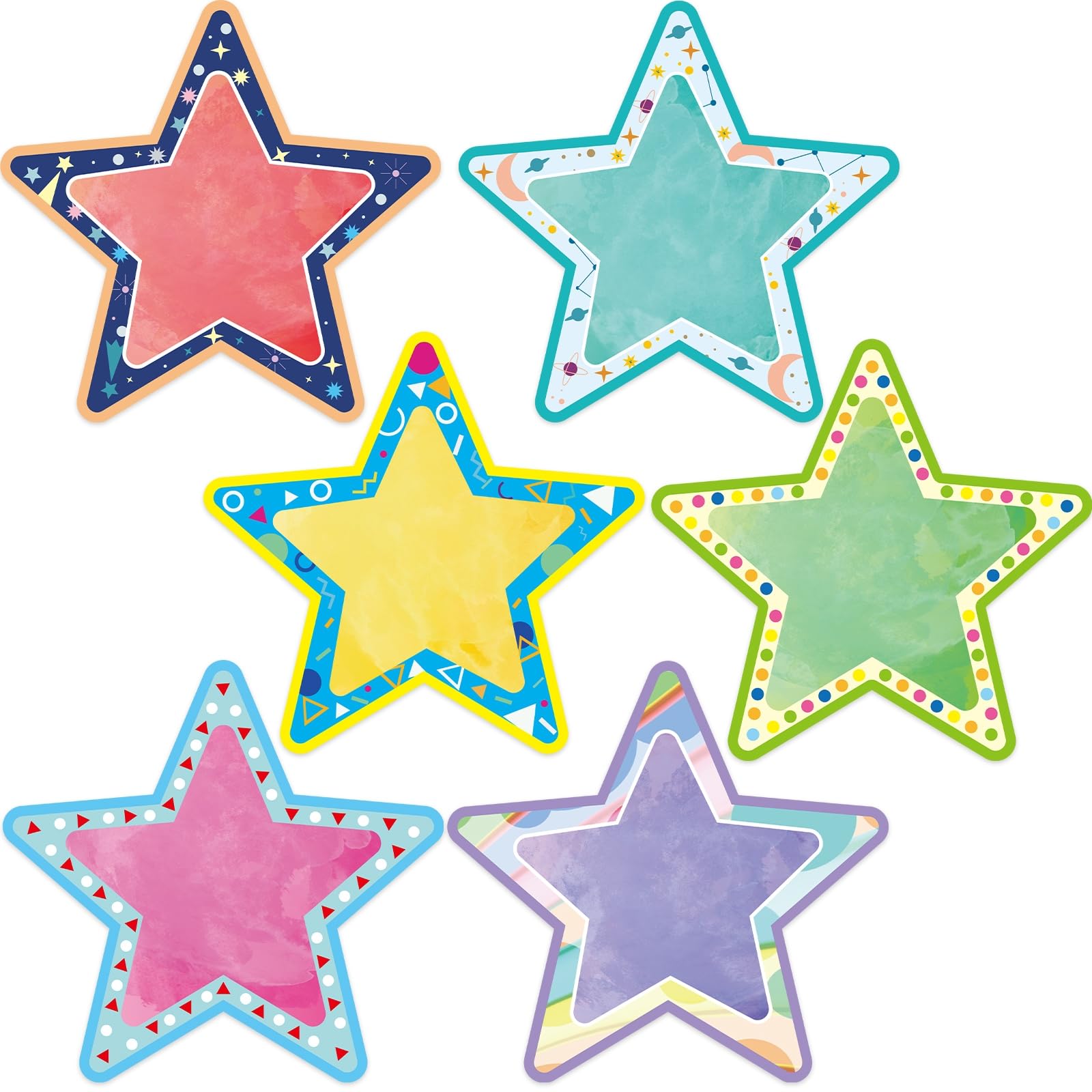 Fancy Land Jumbo Star Cutouts Bulletin Board Large Paper Star Die-Cuts Star Classroom Decorations for Back to School DIY Craft Supplies 12Pcs