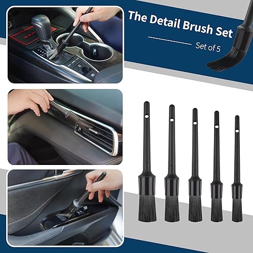 Miniatura 3 de bemece Kit de 29 piezas de detalles de automóvil, juego de cepillos para detalles del automóvil, cepillo de taladro para detallado automático, kit