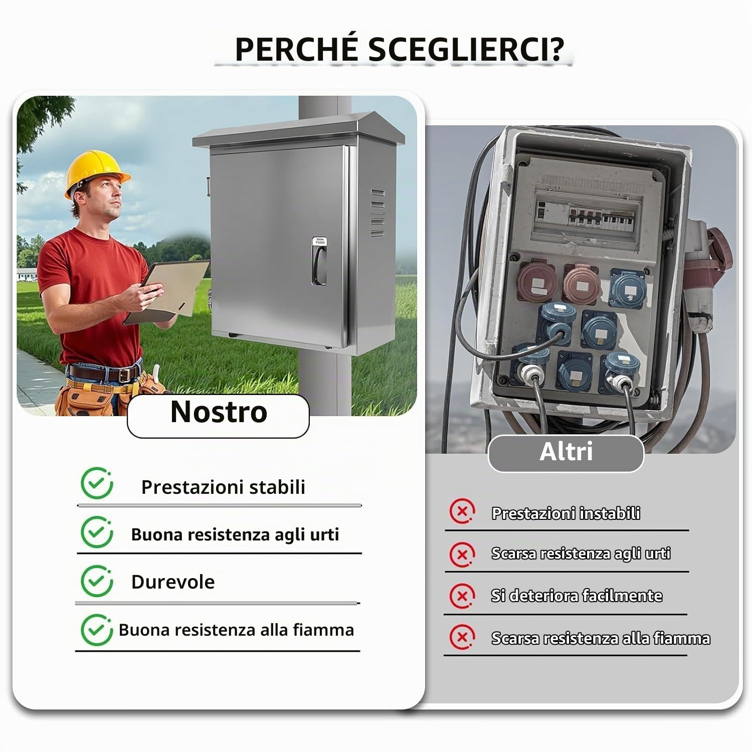 Quadro Elettrico da Esterno, Scatola Stagna Elettrica da Esterno, 40x30x18 cm Cassetta Elettrica Esterna Scatole Elettriche da Muro, Ideale per l'Uso Interno ed Esterno, Inclusa Cassetta Contatore Gas