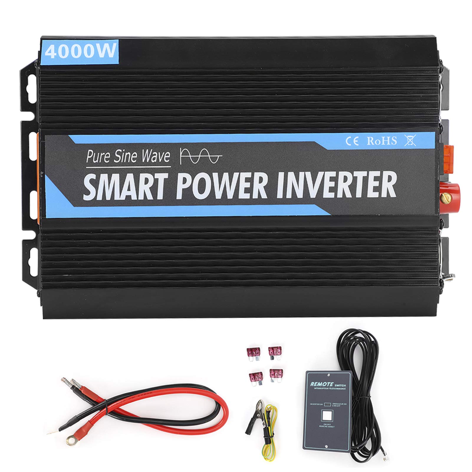 Falownik samochodowy 1500 W DC 12 V na AC 220 V, z adapterem do zapalniczki samochodowej w samochodzie i zacisku krokodylkowym, z uniwersalnym gniazdem wyświetlaczem LCD