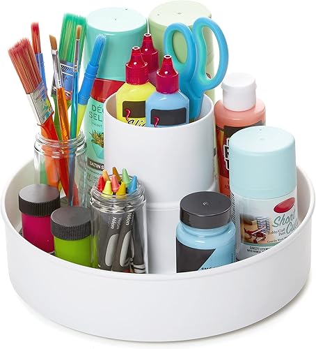 Miniatura 4 de Copco Tocadiscos de almacenamiento antideslizante de 2 niveles, 10 pulgadas, color blanco