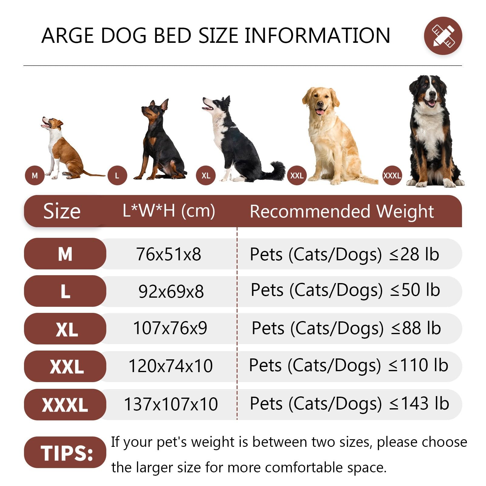 Generisch Hundebett Grosse Hunde Hundebett Flauschig Nachhaltiges Hundeplatz Hundekissen Waschbar Wasserdichtes Sofa FüR Katzen Und Hunde(Coffee,107x76x9cm)