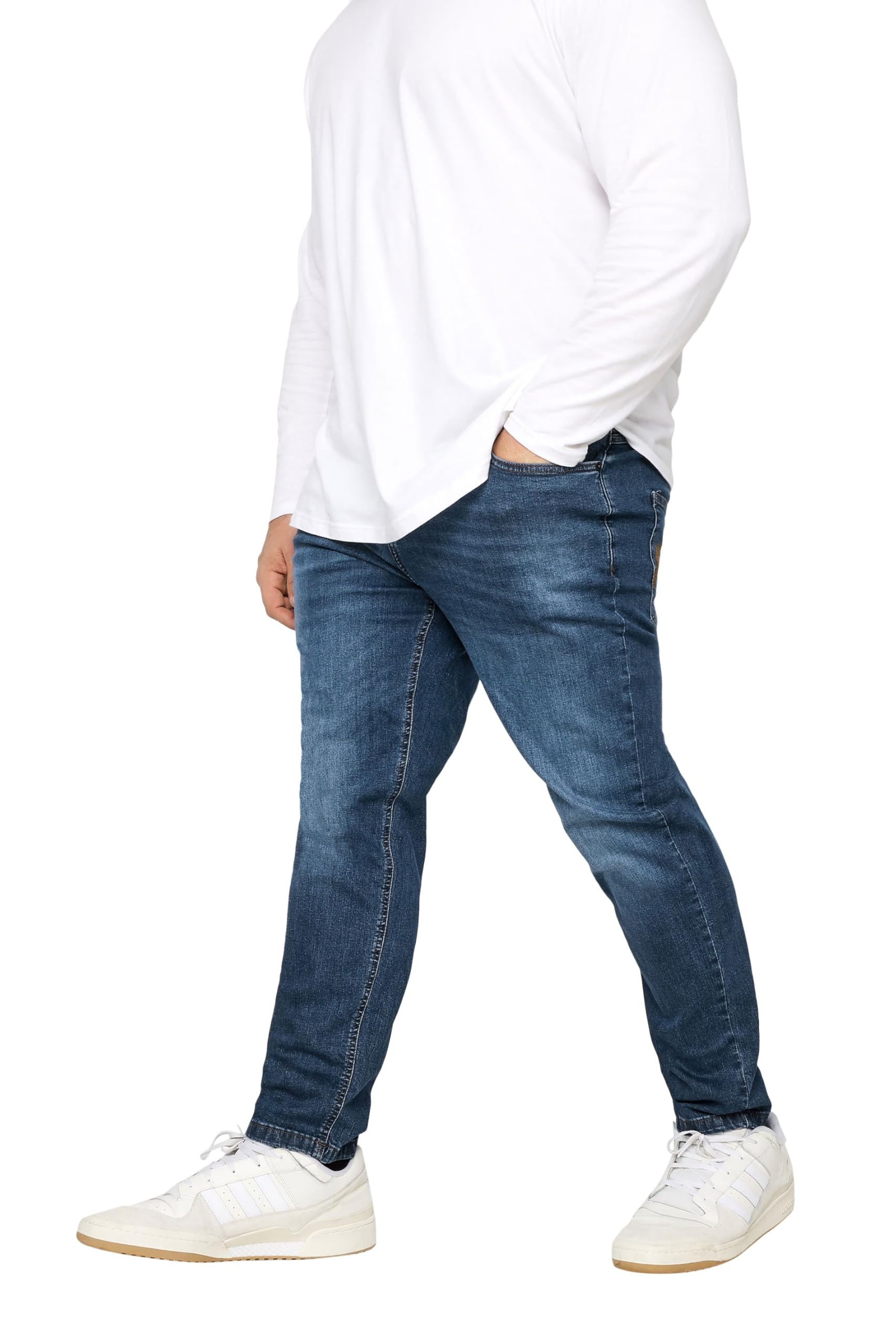 BadRhino Mens Mid Rinse Stretch Denim Jeans - Blue - 46S