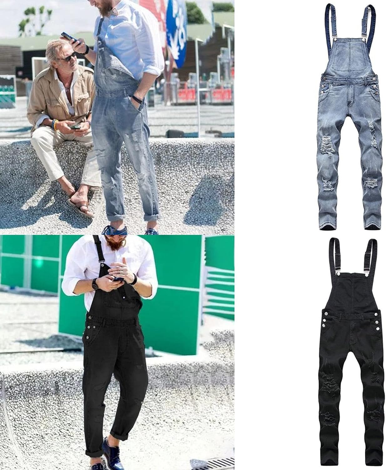 Salopette Denim Uomo - Jeans Slim Fit Comodo Per Lavoro E Tempo Libero - Foto 9