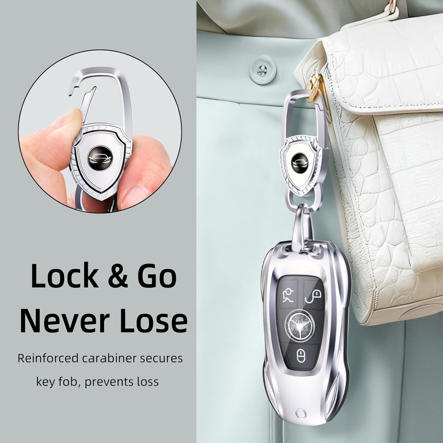 for Benz CLS CLA CLK AMG CLK GLC GLE GLS SLK ML SL SLK A B C E R S G Smart Remote Key Case Shell (Fashion Silver,for Benz-B) - Image 5