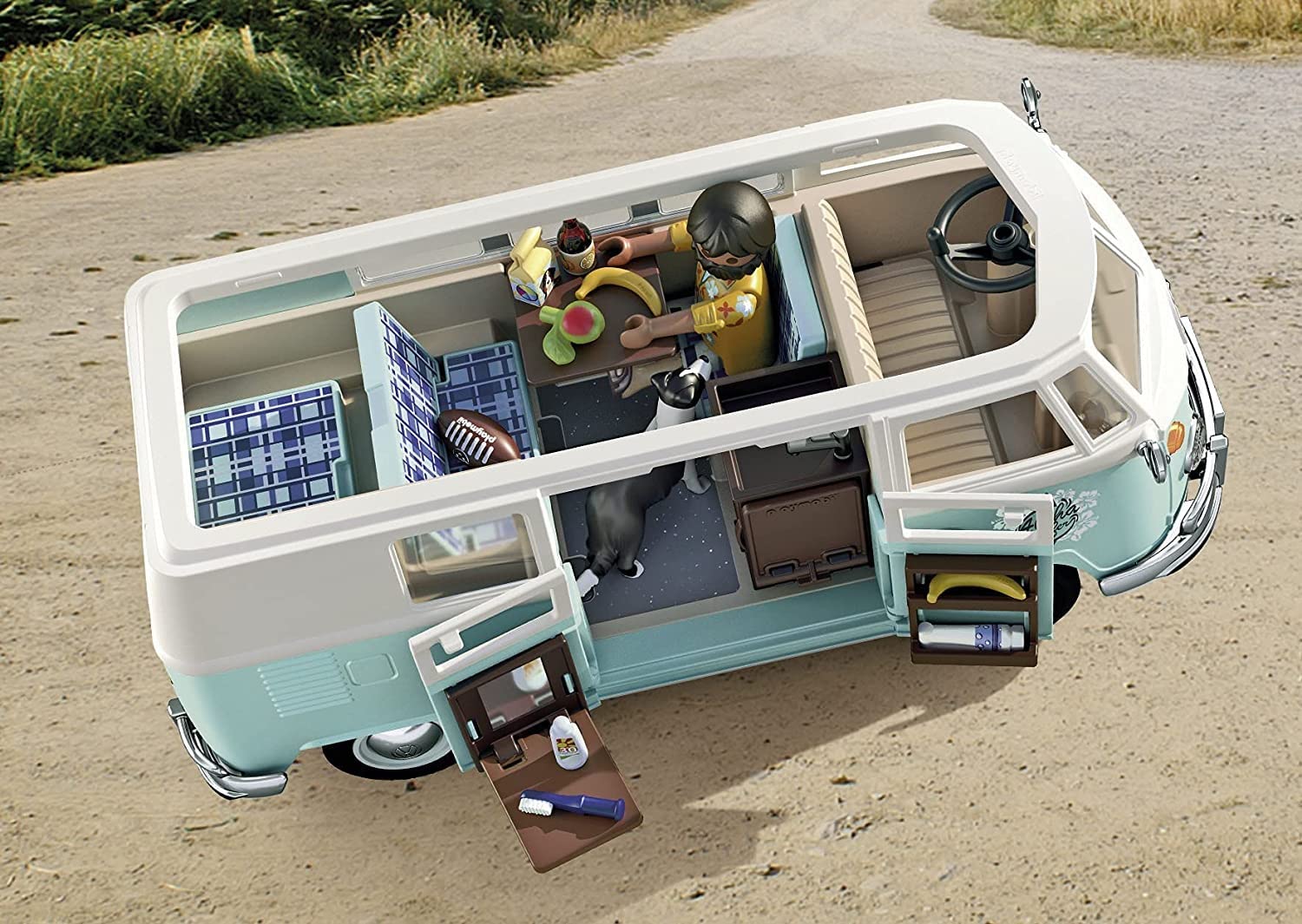 PLAYMOBIL 70826 Volkswagen T1 Camping Bus como Furgoneta Surfera Azul Claro, Edición Especial para Aficionados y coleccionistas, 5 99 años