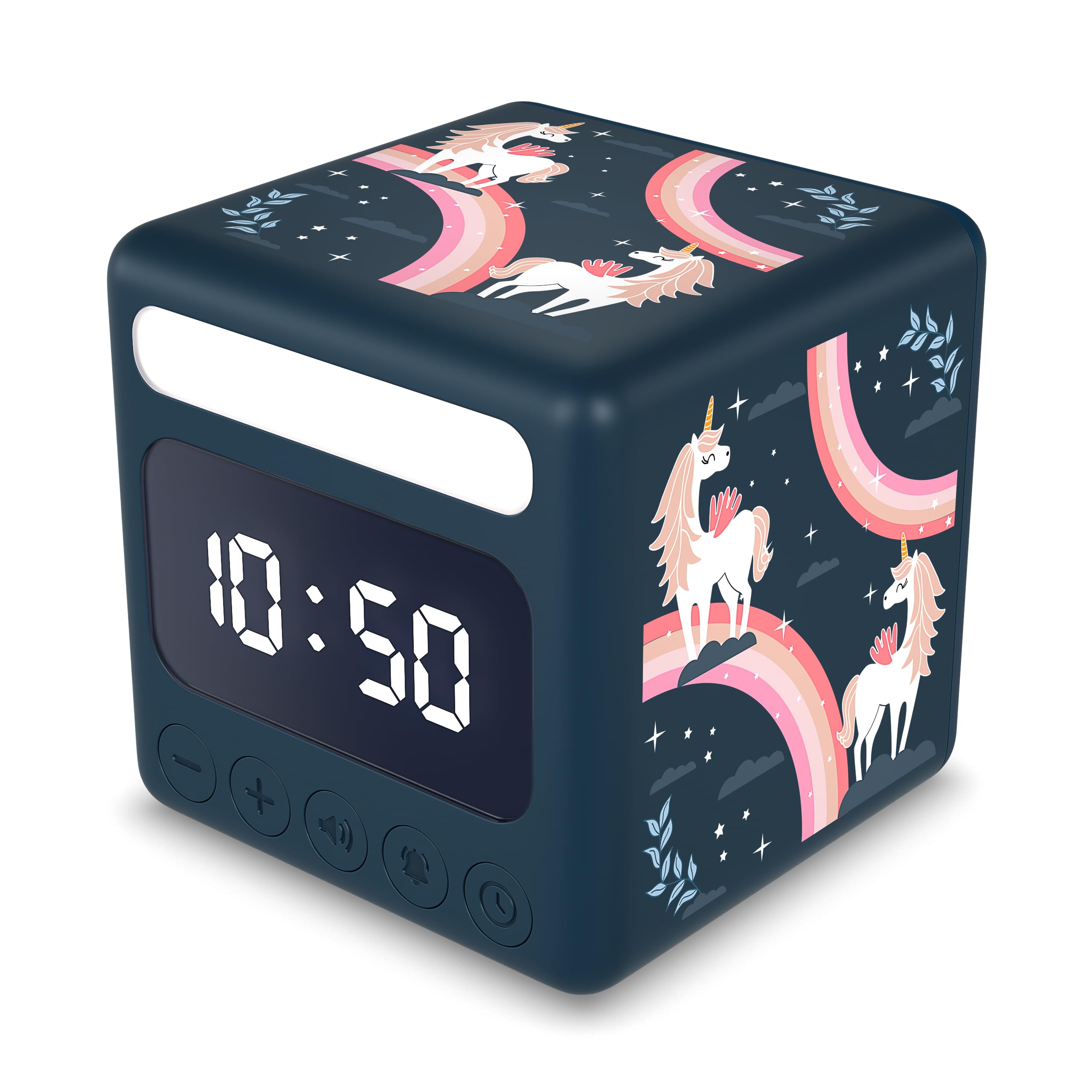 Cander Berlin MND 4010 M Réveil silencieux pour enfant avec lumière licorne snooze éclairage sans tic-tac Écran LCD pour chambre d'enfant fille