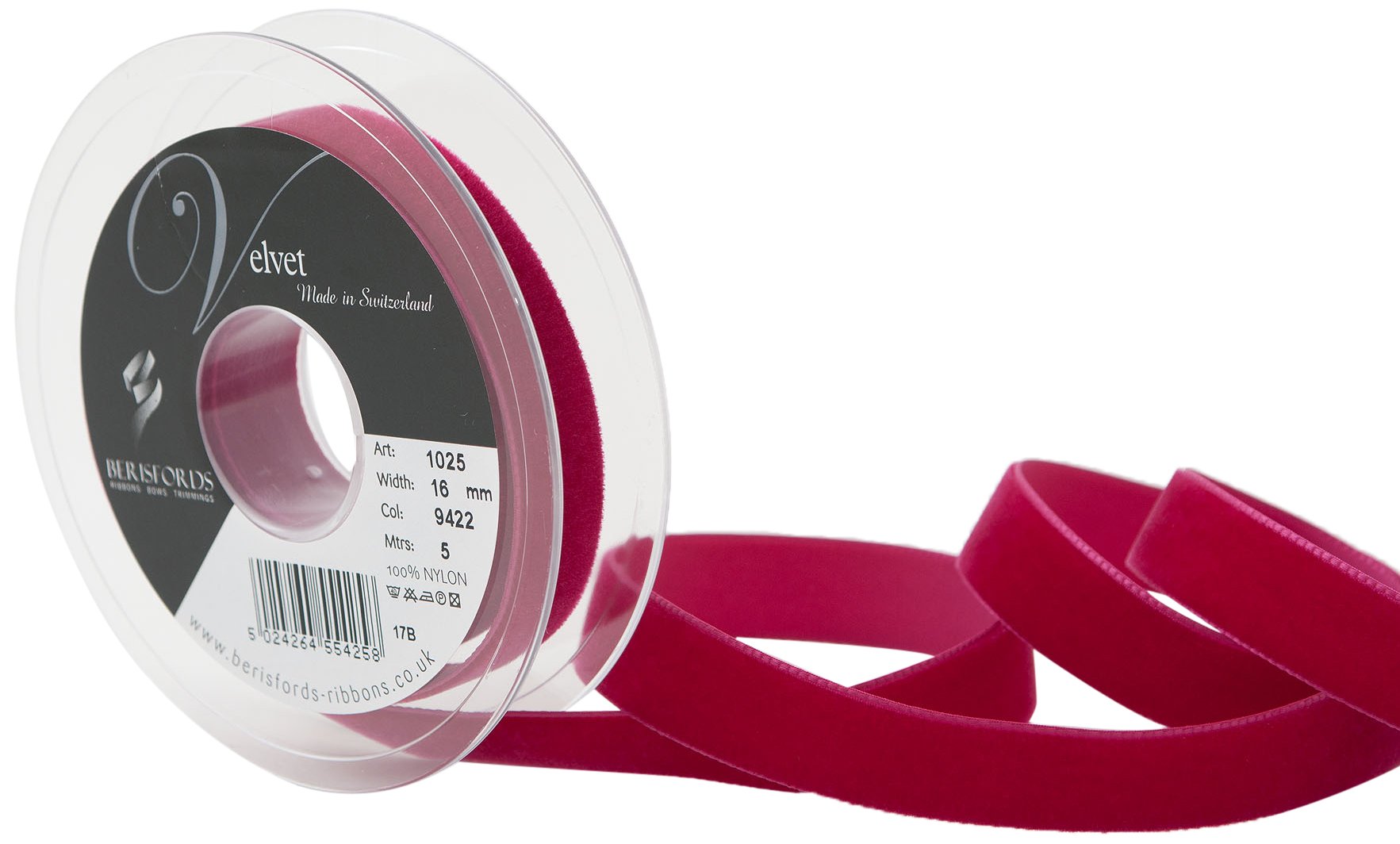 Berisfords Velvet Ribbon, Beauty, 102 x 21 x 102 cm