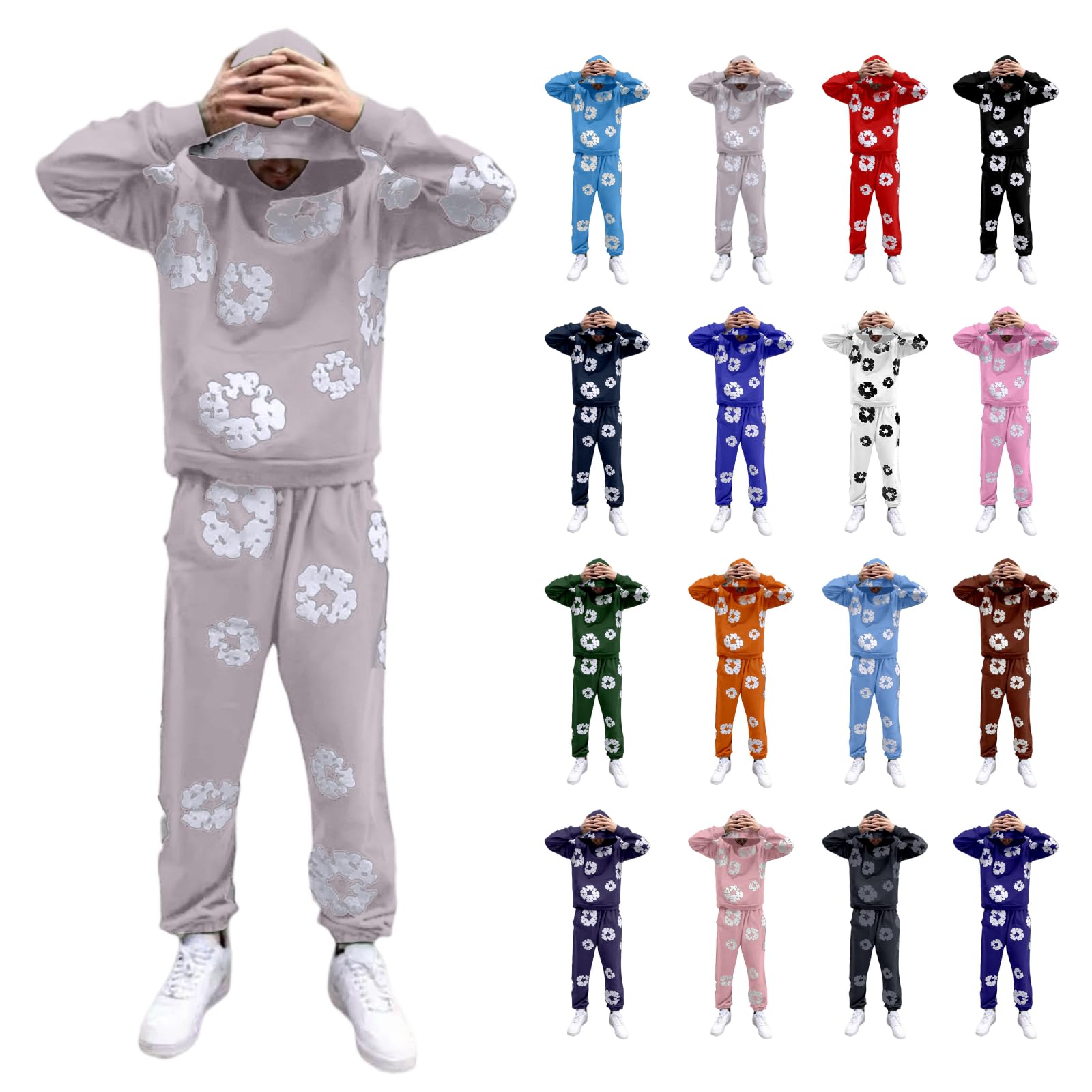 Tracksuit Men's Jogging Suit Hooded Tops & Trousers Set 2-Piece Tracksuit Sports Suit Streetwear Cotton Loose Leisure Suit Leisure Suit Y2K Hip Hop Pullover Jogging Bottoms Activewear Unisex