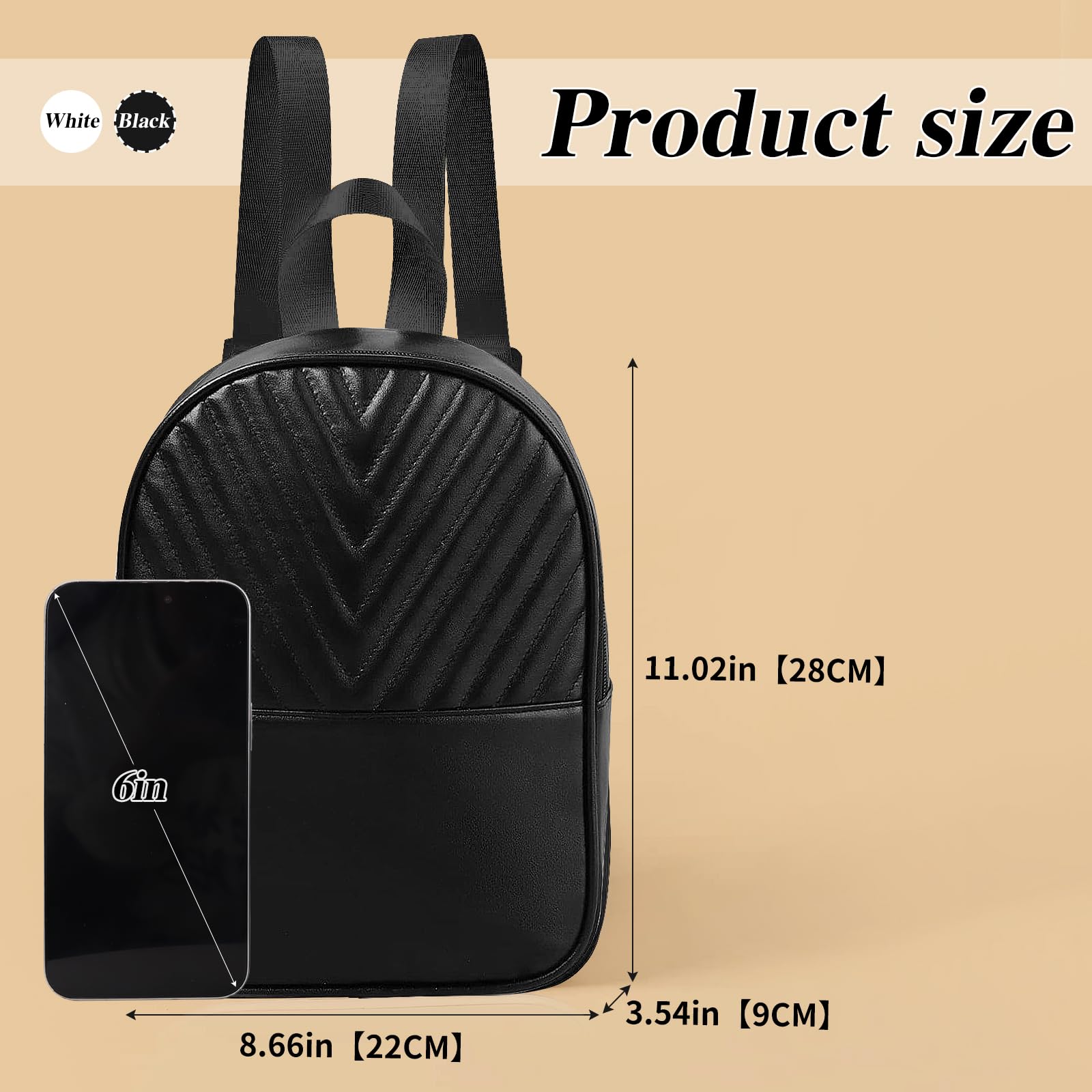 Energather Womens Backpack, PU Women’s Backpack Ladies Backpack for Women, Elegant Leather Backpack with Adjustable Strap (white)