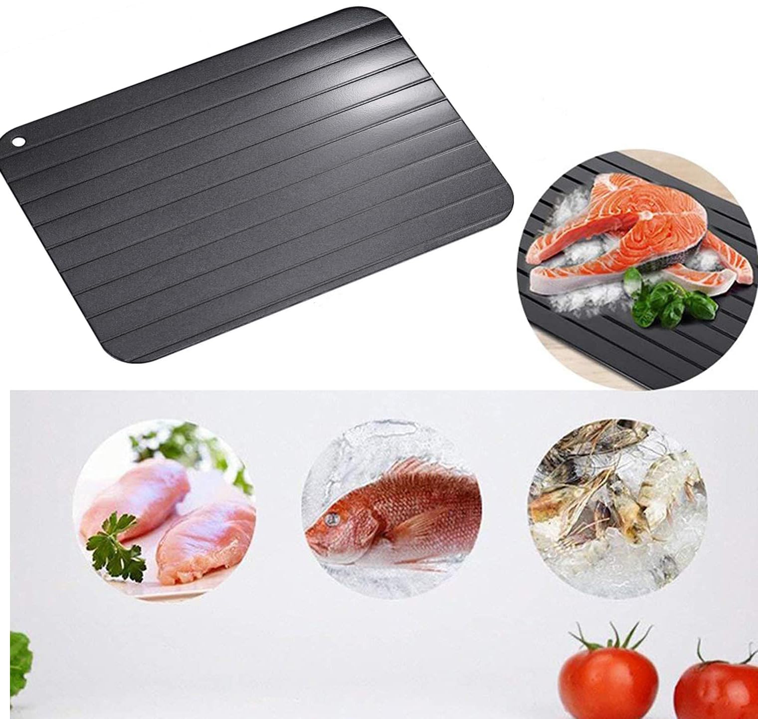 Plateau de Décongélation Rapide Planche à Découper Dégivrage Aliments Surgelés Viande Efficace
