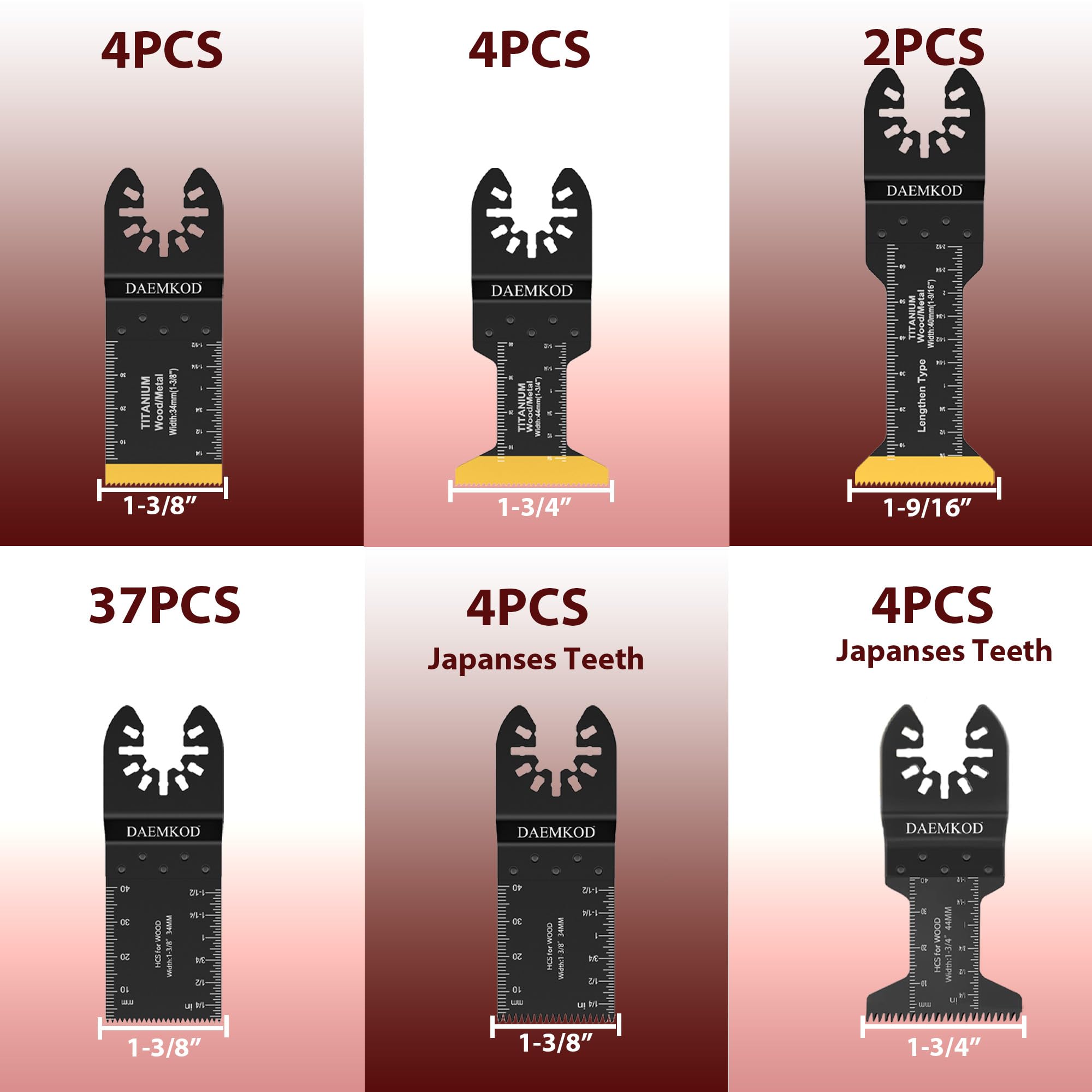 Paquete de 55 cuchillas oscilantes, cuchillas profesionales multiherramienta para clavos de metal, material duro y plástico de madera, kits de cuchillas multiherramienta para accesorios de