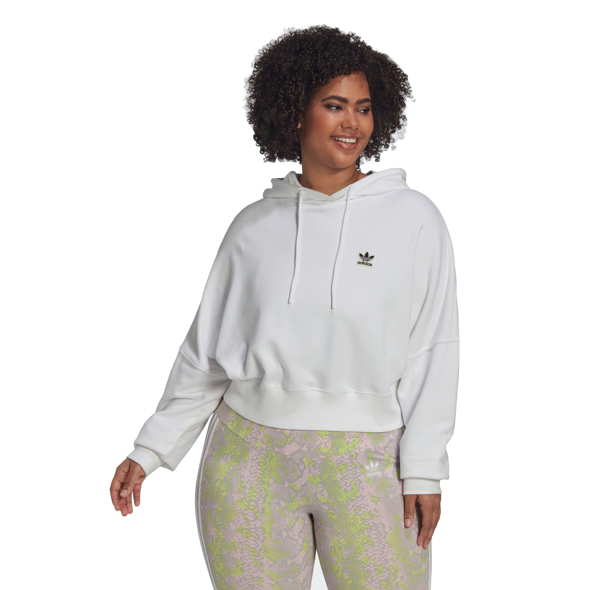 adidas Originals Sudadera corta con capucha para mujer de talla grande