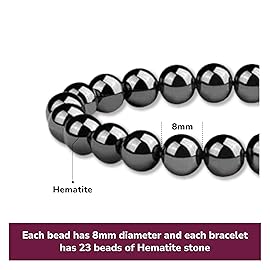 Crystal Vibe Hematite Bracelet - 8mm Hematite Bead Bracelet for Anxiety Relief - Natural Healing Crystal Calming Bracelet - Elastic Adjustable Size