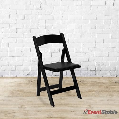 Miniatura 2 de EventStable Titan Series - Sillas plegables de madera para interiores y exteriores, color negro, con relleno de vinilo para bodas y eventos, paquete