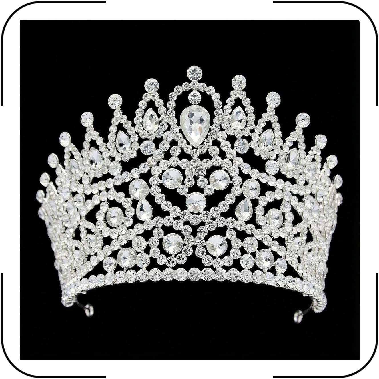 QXMYOO Extra Large Tiaras Tall Pageant Crowns for Women Clear Austrian Crystal Tiara Silver Homecoming Queen Crown Big Rhinestone Headpiece for Birthday Prom Quinceanera Wedding