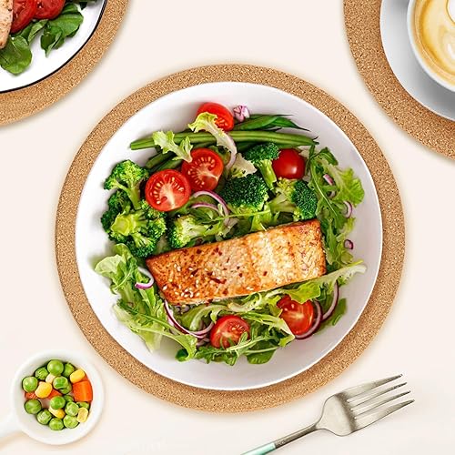 Miniatura 10 de Paquete de 6 salvamanteles de corcho para platos calientes, salvamanteles de corcho grueso de alta densidad de 8 pulgadas para ollas y sartenes