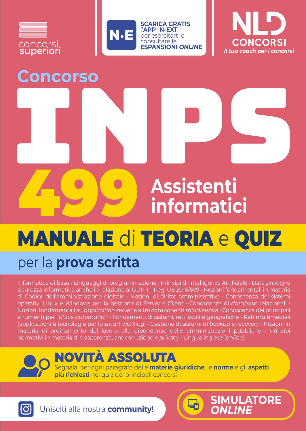 Concorso INPS 499 Assistenti Informatici Manuale di teoria e quiz per la prova scritta Nuova edizione