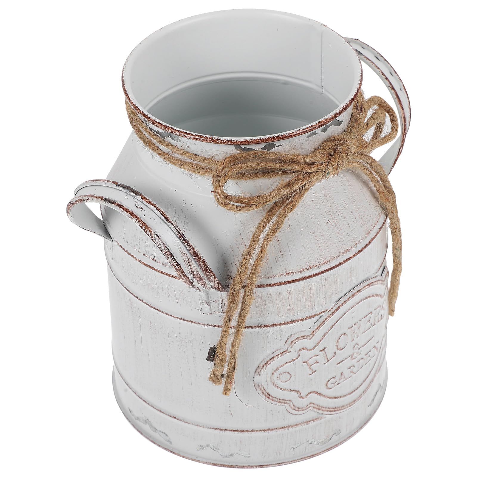 Maceta de metal vintage blanca Alipis para evitar vuelcos en plantas de interior pequeñas