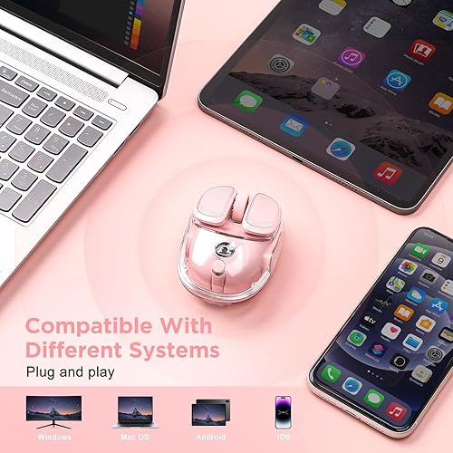 Miniatura 8 de Q9 - Mouse inalámbrico para computadora, 2.4 GHzBluetooth, mouse óptico ergonómico con iluminación RGB, clics silenciosos, 4800 DPI, 4 niveles de