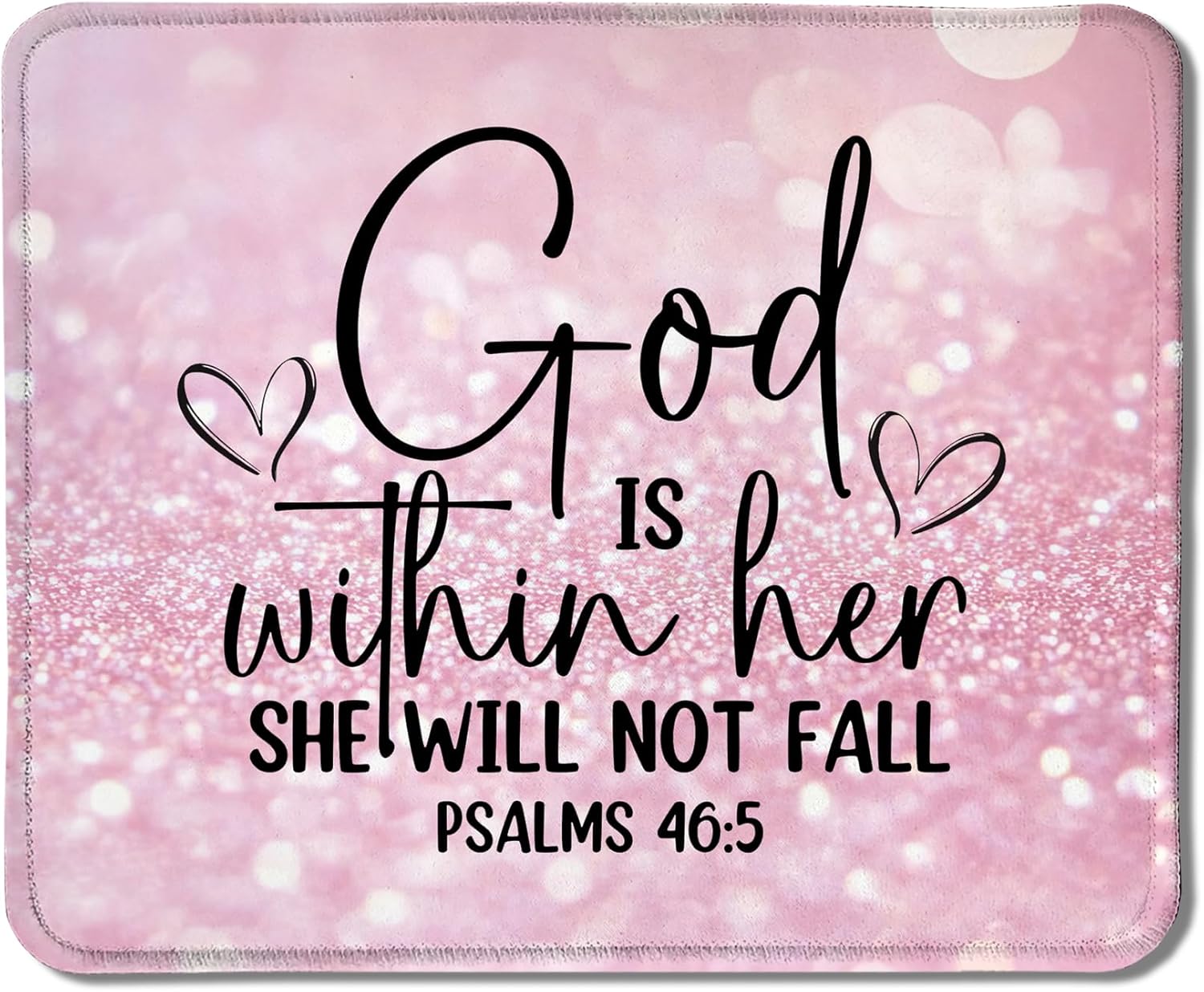Pink Christian Mouse Pad, God is Within Her She Will Not Fall Bible Verse Mouse Pad for Wireless Mouse Computers Laptop Desk Accessories, Christian Gifts for Women, 9.5×7.9 Inch