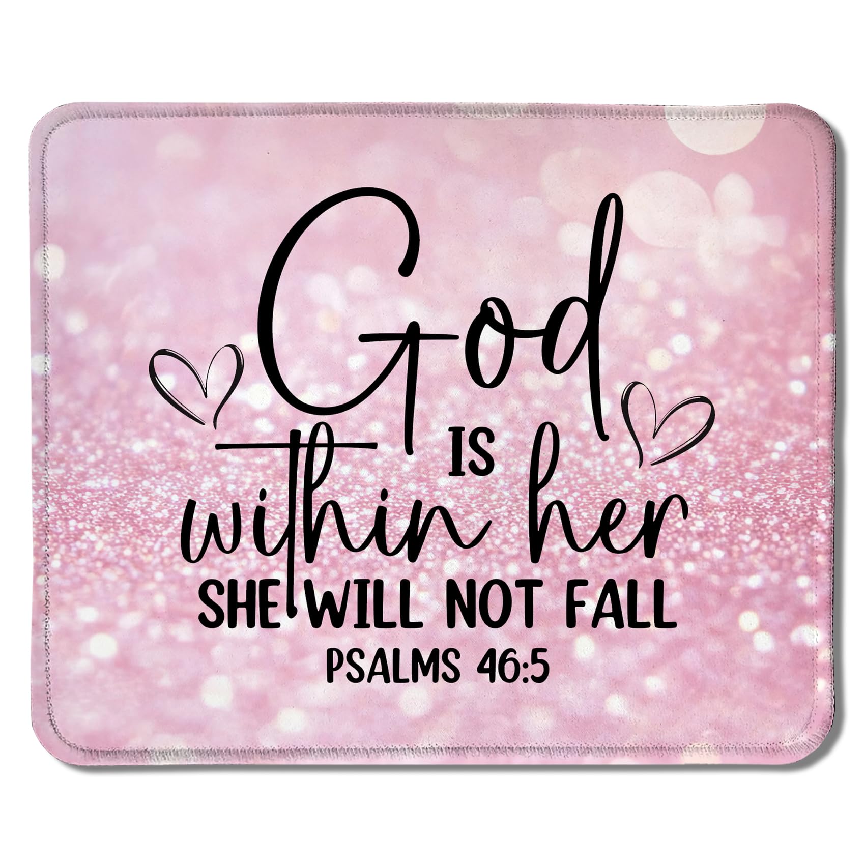 Foritho Pink Christian Mouse Pad, God is Within Her She Will Not Fall Bible Verse Mouse Pad for Wireless Mouse Computers Laptop Desk Accessories,