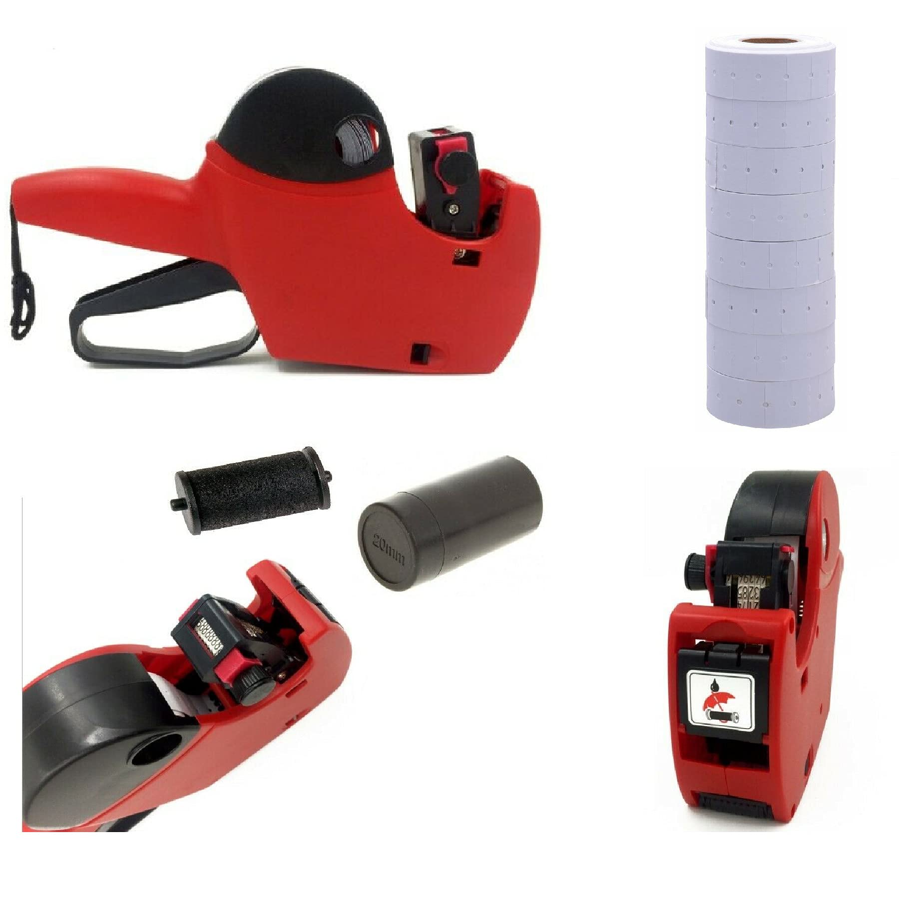 10x Rolls Price Gun Labels 21 x 12mm CT1 Labels 22x12 21x12 fits MoTex Puma Lynx (Price Gun + 10 ROLL White)
