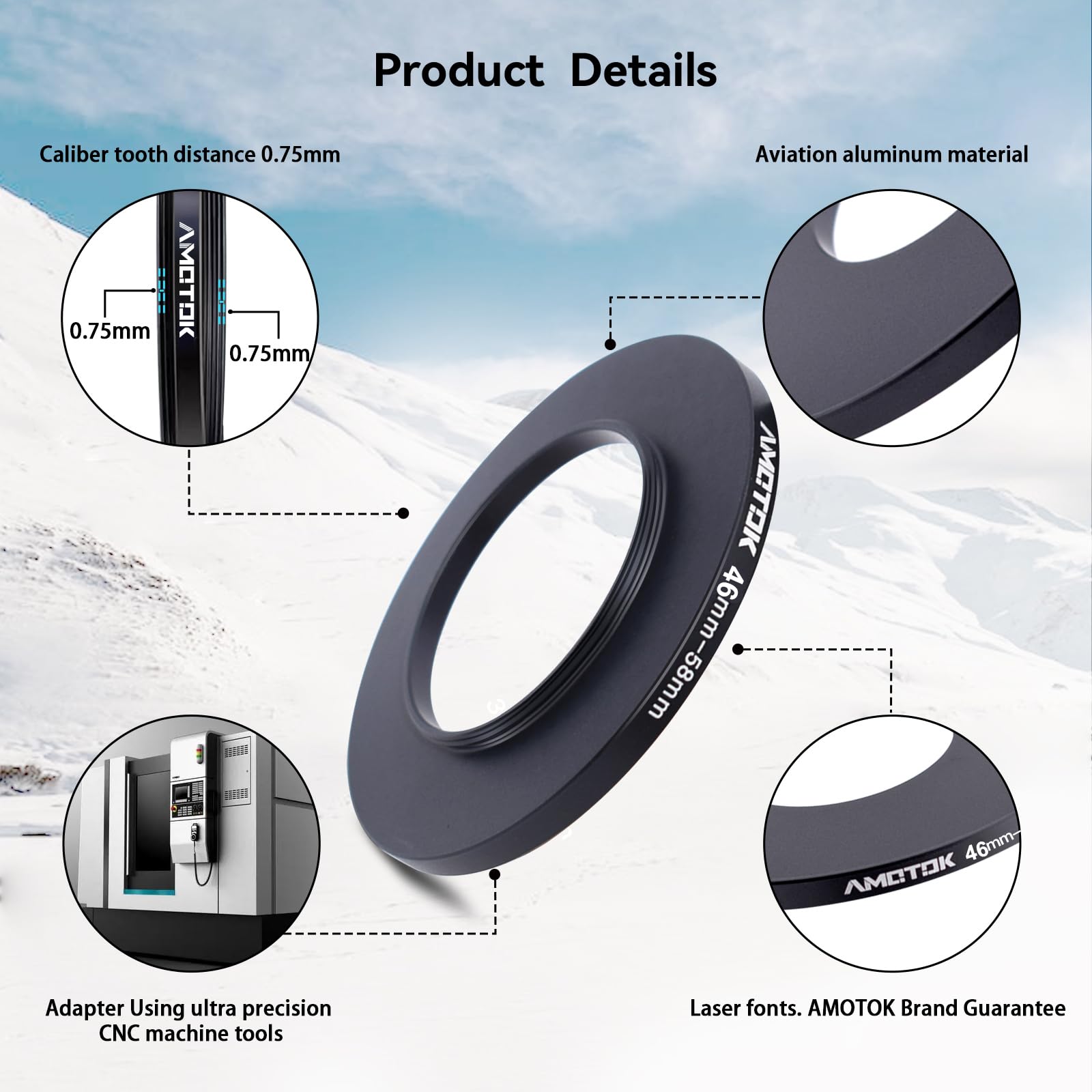 46mm Lens to 58mm Camera Lens Adapter,46mm to 58mm Filter Step-Up Adapter Ring,Compatible All 58mm Filter Accessory — view 4