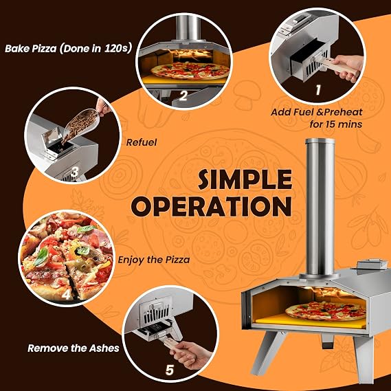 Giantex GT-GE-10731-NP Outdoor Oven with 12'' Pizza Stone, 27'' x 14'' x 25'' (L x W x H), Silver