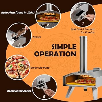 Giantex GT-GE-10731-NP Outdoor Oven with 12'' Pizza Stone, 27'' x 14'' x 25'' (L x W x H), Silver