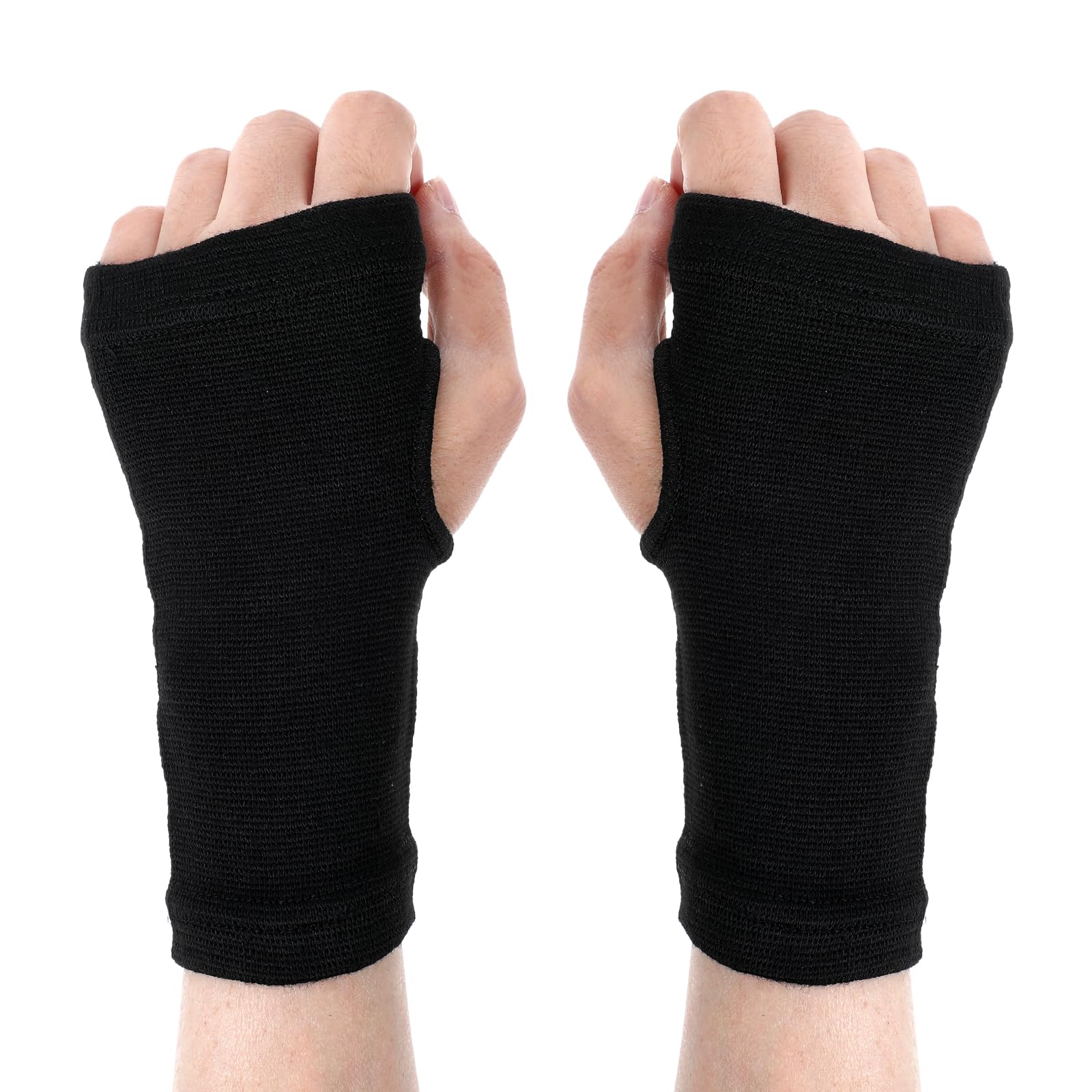 2 Pairs Palm Brace Wrist Support Sleeves Elastic Carpal Tunnel Gloves Wrist Compression Brace Breathable Fingerless Sleeve Wrists
