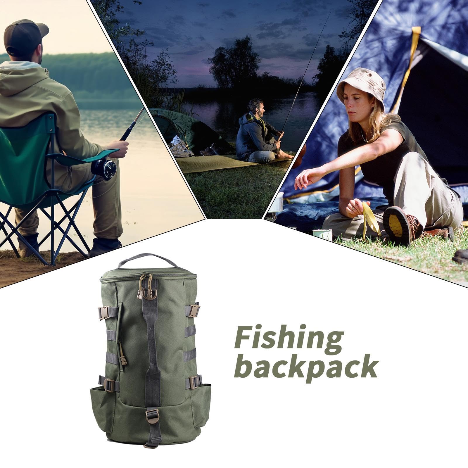 Fishing Backpack | 10.24x17.72 inches Oxford Cloth Fishing Gear Bag with Rod Holders | Bait Reel Gear Accessories, Organizer Pack for Mountain Trekking Lake Short Camping Trips