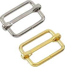 Aerzetix - Set of 12 Adjustable Metal Sliding Buckles for Craft Projects Suspenders, Shoulder Straps, Decorations and Bag Handles | 20mm Belt Loop