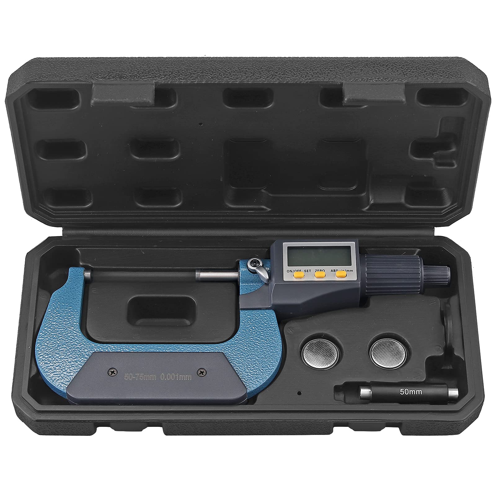 XUNTOP Micrómetro Digital 2-3 "/ 50-75 mm Micrómetro Digital de Alta Precisión LCD con Apagado Automático 0.00005"/0.001mm Micrómetro Mecánico Exteriores Calibre Electrónic de Acero Inoxidable