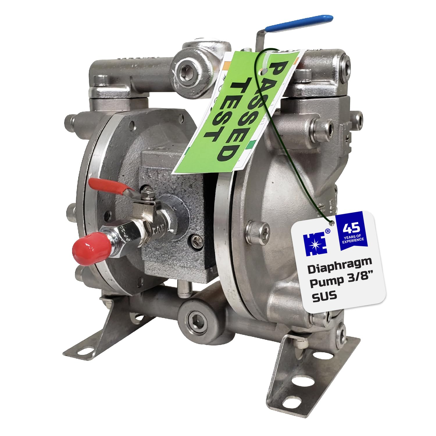 COSMOSTAR D0902 3/8" Stainless Steel Double Air Diaphragm Pump, Aluminum Body, Teflon Ball, seat and Diaphragm, Pump Muffler, Pump, Chemical Pump, Waste Oil Pump, Pneumatic Oil Pump, Diaphragm Pumps