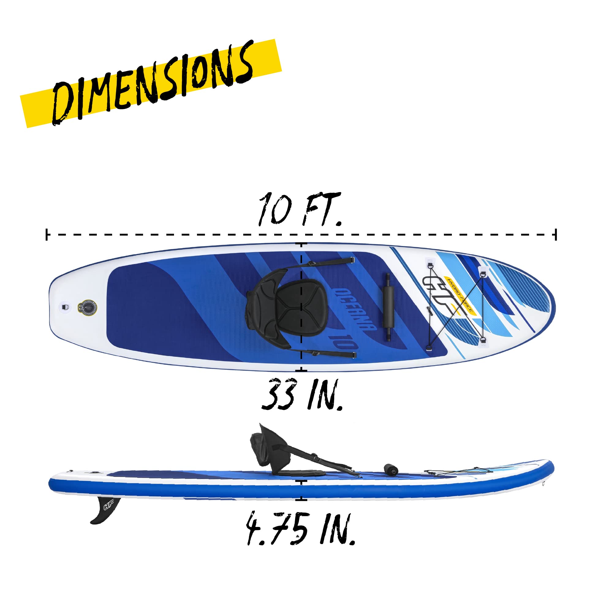 Hydro-Force SUP - Tavola gonfiabile per stand up paddle, set completo con kit di conversione kayak, diversi stili