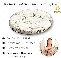 Vista 3 de Howlite Worry Stone – Piedras de cristal para el pulgar para angustia, estrés, piedras de equilibrio relajantes y calmantes para meditación, alivio