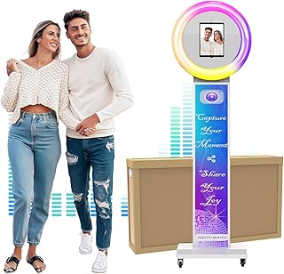 JIYANG Photo Booth Compatible with Ipad 12.9in 11in 10.9in 10.2in Portable Photo Booth Machine for ipad with Software APP Control Light Box, Music Sync, Honeycomb Case