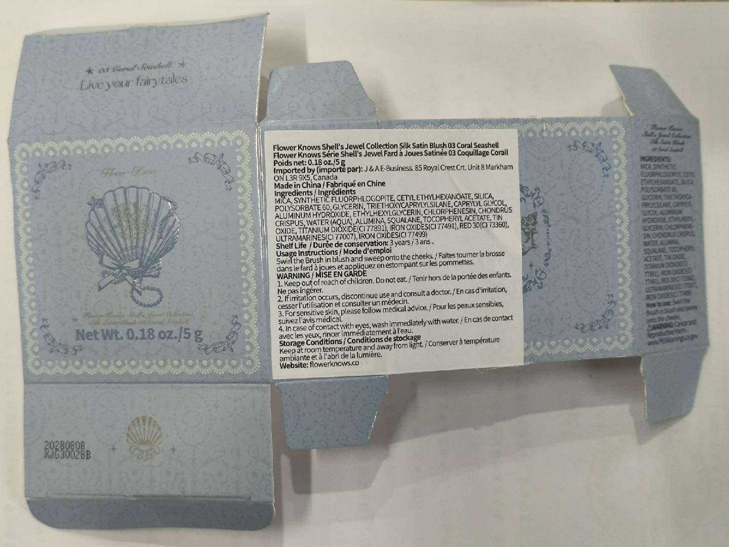 Flower Knows Shell's Jewel Collection Silk Satin Blush,Shimmery Peach Pink Powder Blush for Cheeks,Buildable & Blendable Face Makeup,Soft Long-Lasting,0.18 Oz(03 Coral Seashell) - Image 9