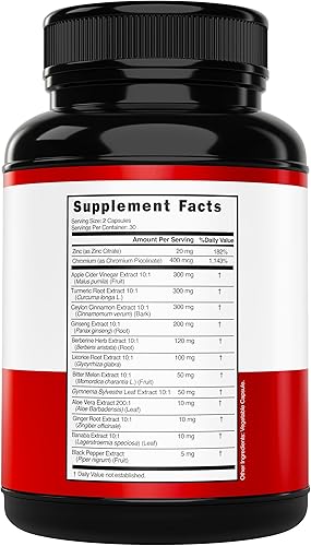 Miniatura 2 de Suplemento GLP-1 Fórmula 14 en 1 (GLP1 Suplemento con berberina, ACV, cromo, canela de Ceilán, cúrcuma y más) Apoya la salud intestinal y el