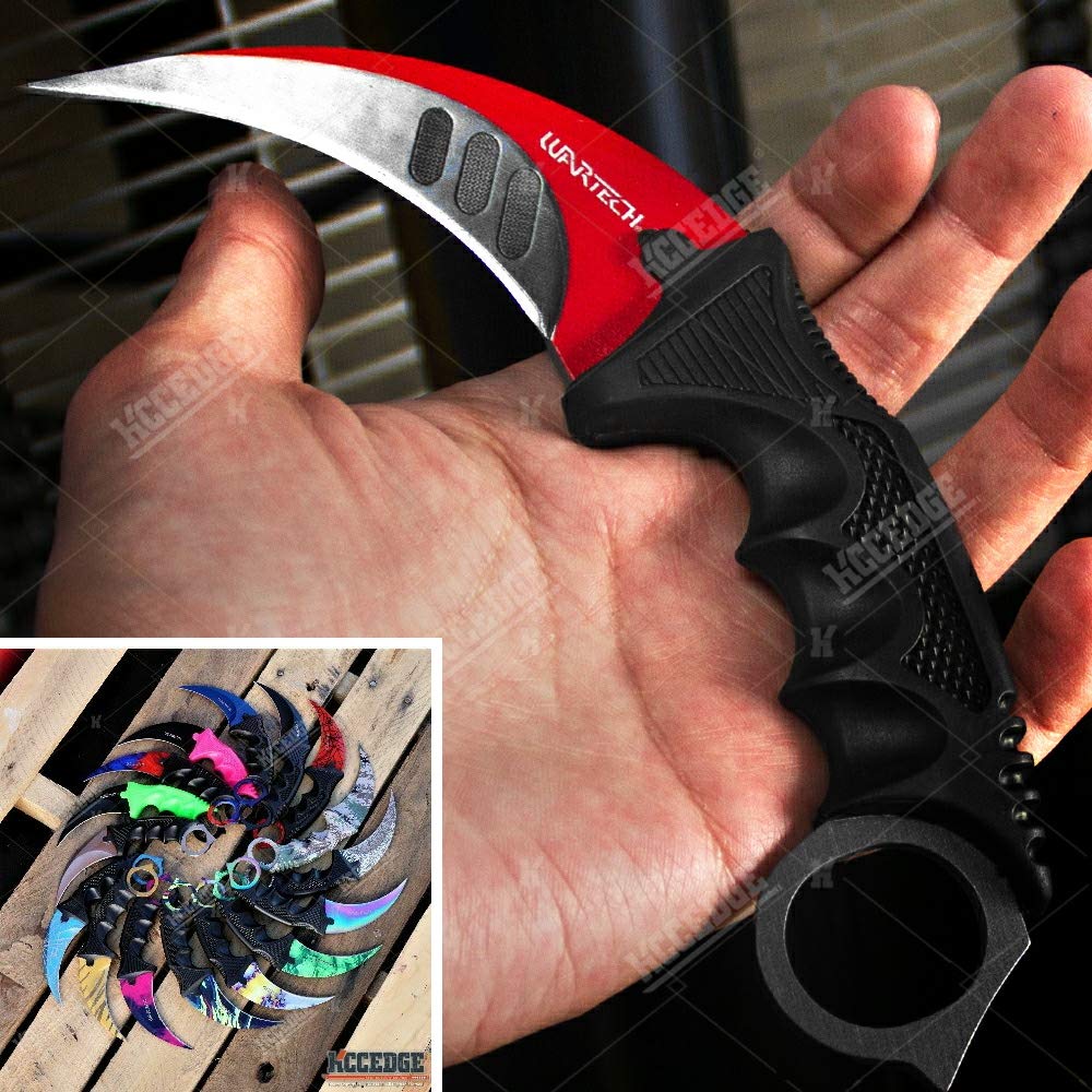 CSGO Karambit Advanced Tactical Knife Survival Knife Hunting Knife Fixed Blade Knife Razor Sharp Edge Camping Accessories Camping Gear Survival Kit Survival Gear 51763 (Autotronic)