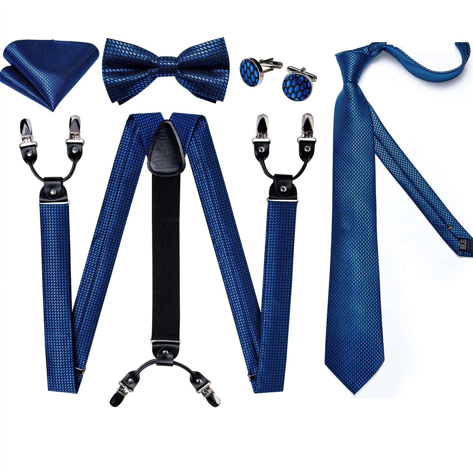 Ensemble de bretelles en cuir pour homme avec 6 clips et bretelles élastiques en soie, Bd-4001-1537, taille unique