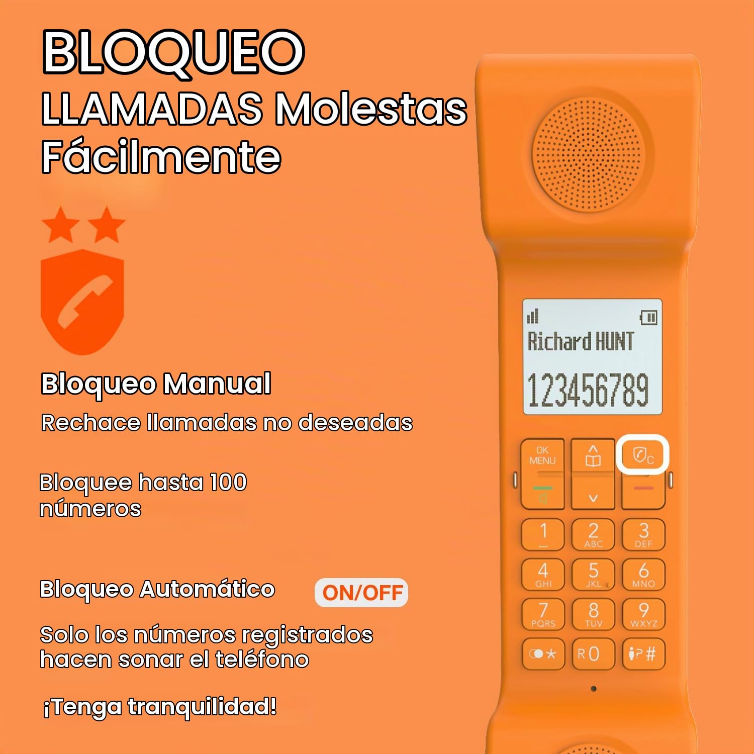 ALCATEL Epure Iconic - Teléfono inalámbrico DECT - Diseño clásico - Pantalla gráfica Grande y legible - Manos Libres - Barra de Llamadas - Naranja