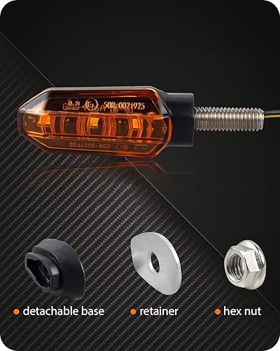 Miniatura 5 de QUASCO Señales de giro universales para motocicleta, luz LED intermitente delantera y trasera, mini intermitentes ámbar, para motocicleta, scooter,