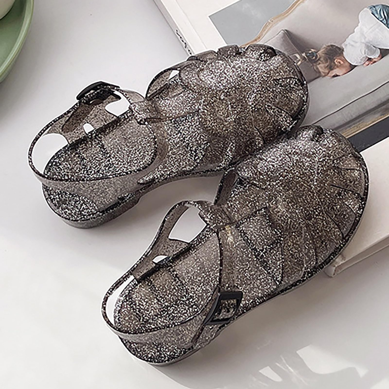 RXZCHH Generisch Dziewczę ły Maluch Oddychają buty w stylu casual z odkrytymi palcami do codziennych zabaw na świeżym powietrzu Letnie modne buty wiosenne, czarne, 1 UK