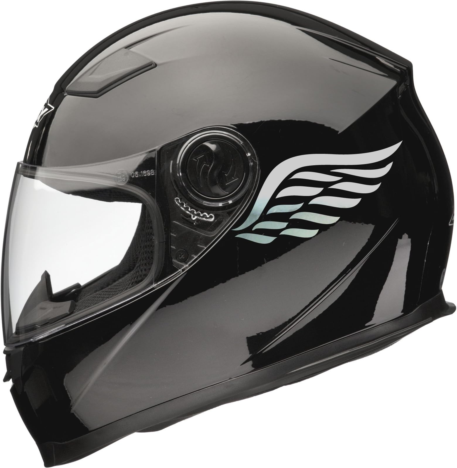 ANGEL WINGS Motorbike Helmet Sticker Car Decals (Pair) 80mm x 40mm - Mirror Silver