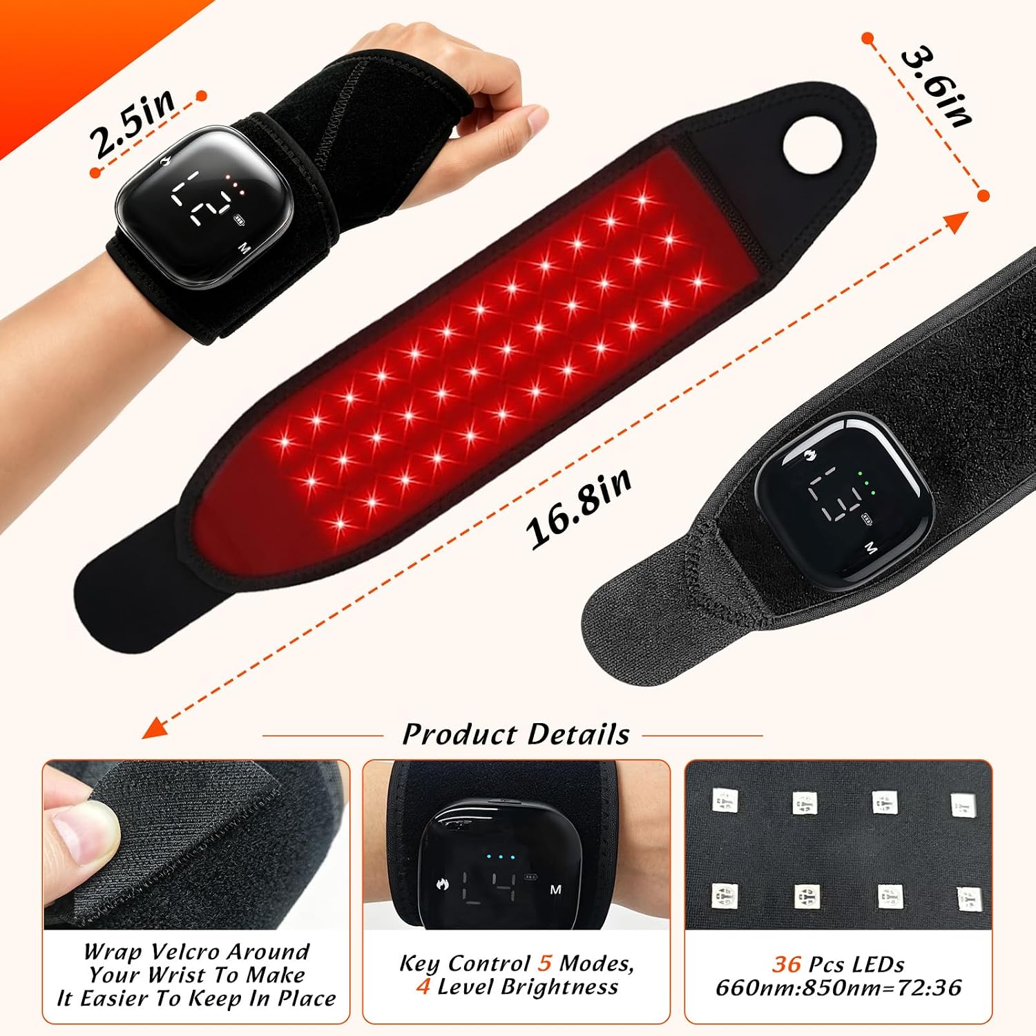 Red Light Therapy for Wrist & Hand,Therapy Wrap for Carpal Tunnel