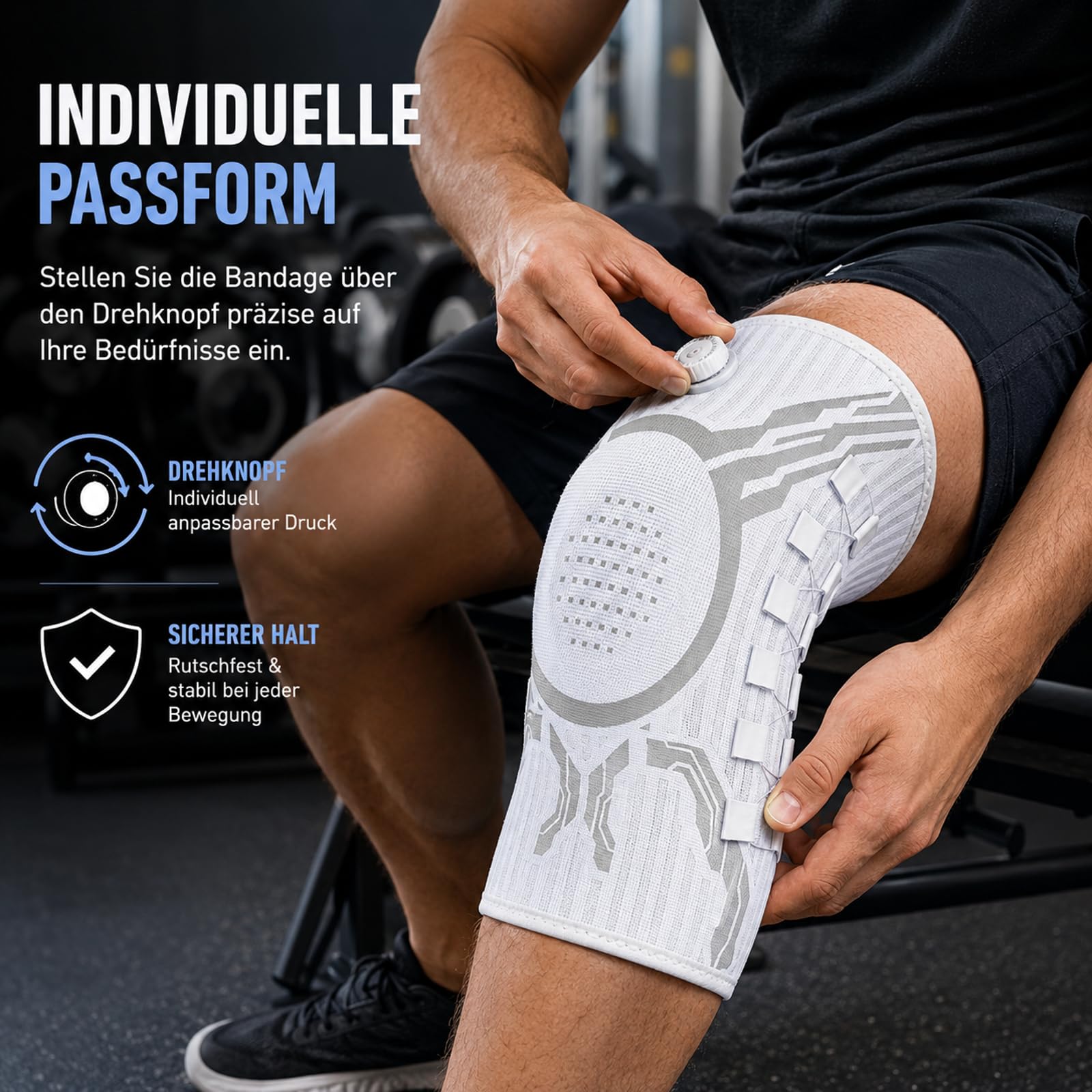 Vilaoknie Bandage - Sport Bandage mit Patellaring & Stabilisierungsbändern zur Kompression - Knieorthese Knieschoner, Knieunterstützung beim Fitness & Alltag (Ein schwarzes Paar, XL)