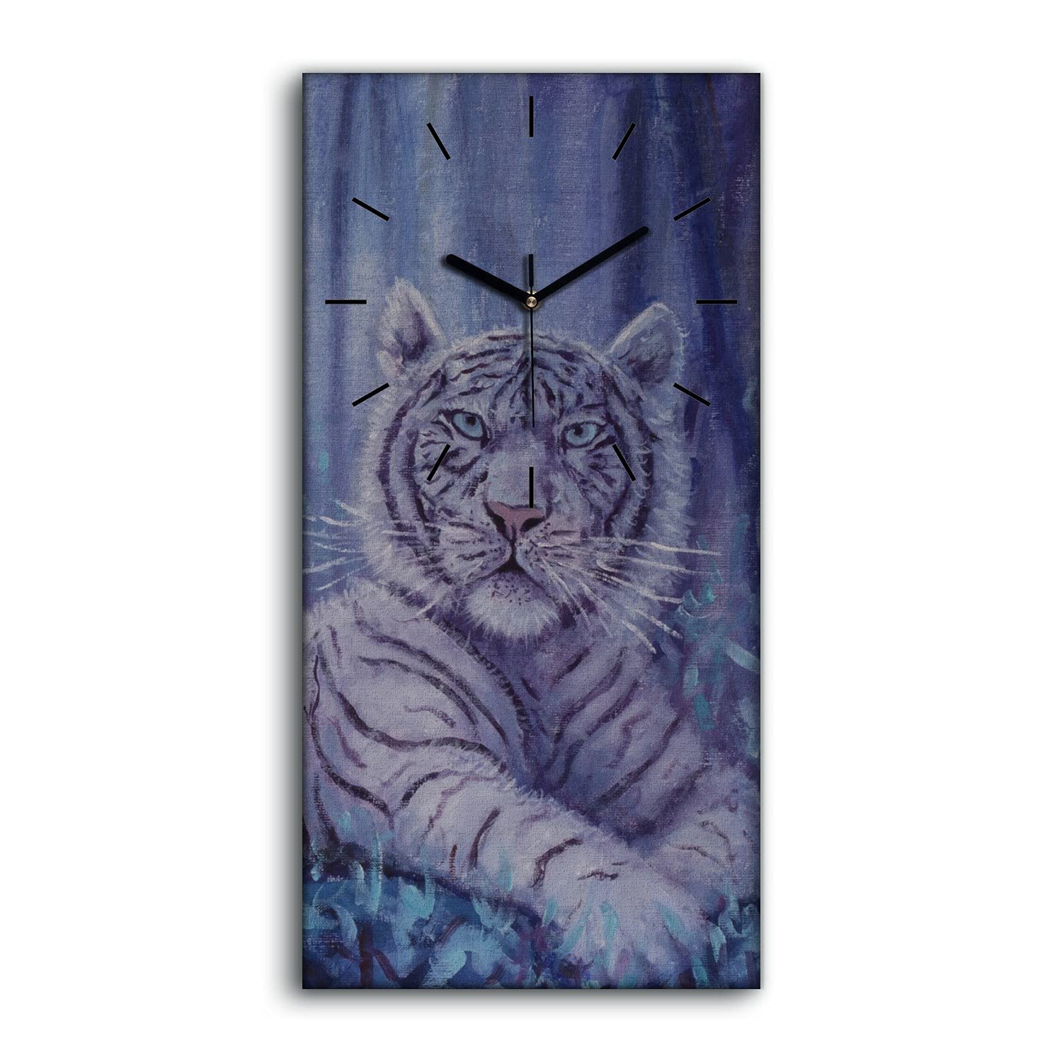 Horloge sur toile tigre décoration art moderne salon tableau mural silencieux 30x60cm